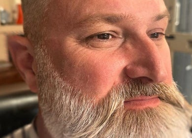 Close-up of a styled beard at Barbers on the Green Rowlands Castle, Rowlands Castle, England, GB.