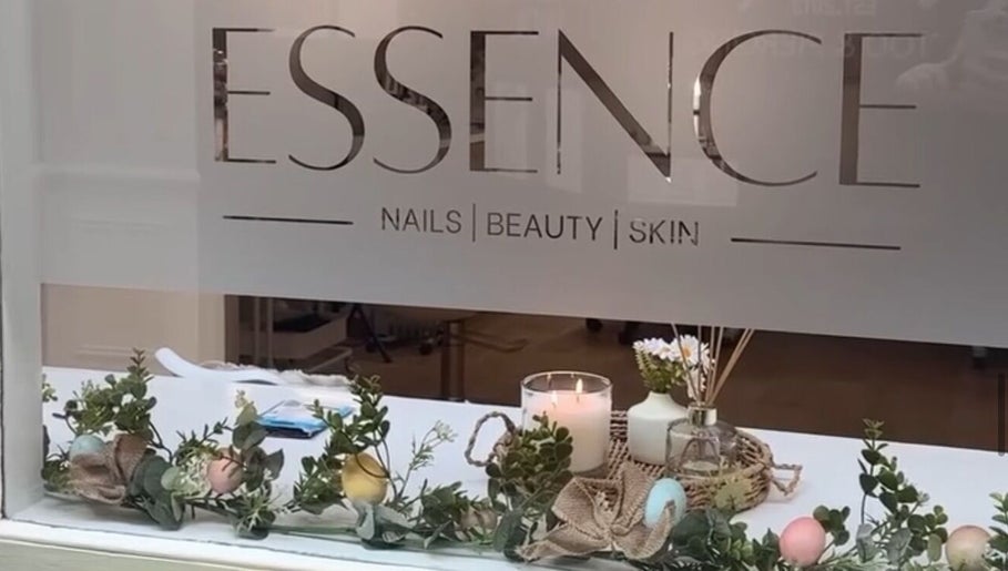 Essence - Nails | Beauty | Skin, serene shop window in Warrington Town Centre, England, GB adorned with decor.