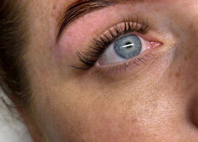 Close-up of eyelash extension at Essence - Nails | Beauty | Skin, Warrington Town Centre, England, GB.
