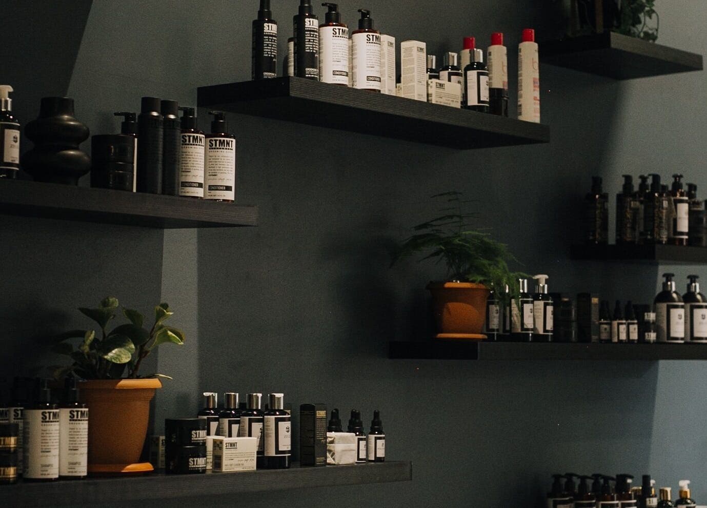 Product shelves at The Art of Man, Pretoria, Gauteng, ZA showcasing wellness and beauty items.