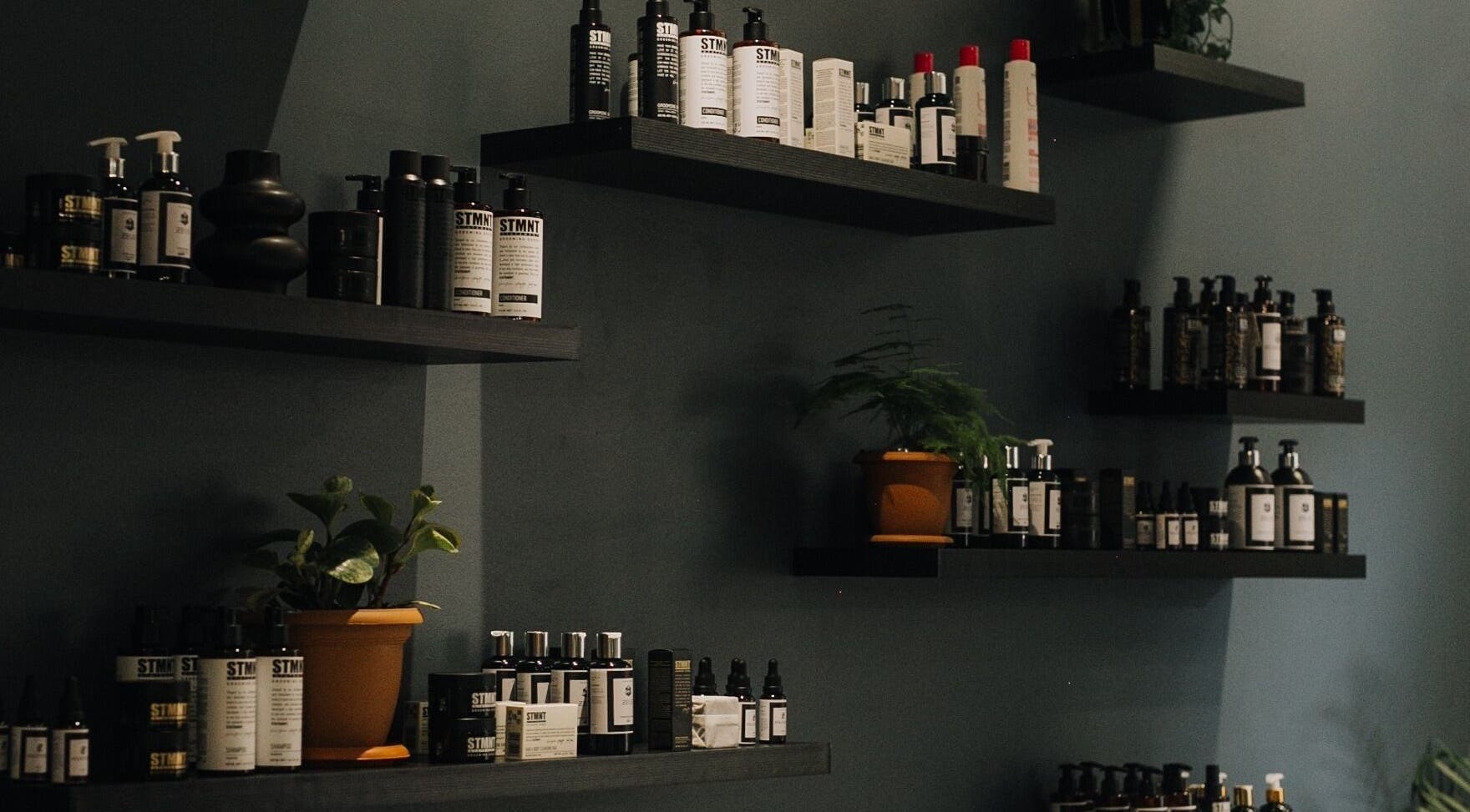 Product shelves at The Art of Man, Pretoria, Gauteng, ZA showcasing wellness and beauty items.
