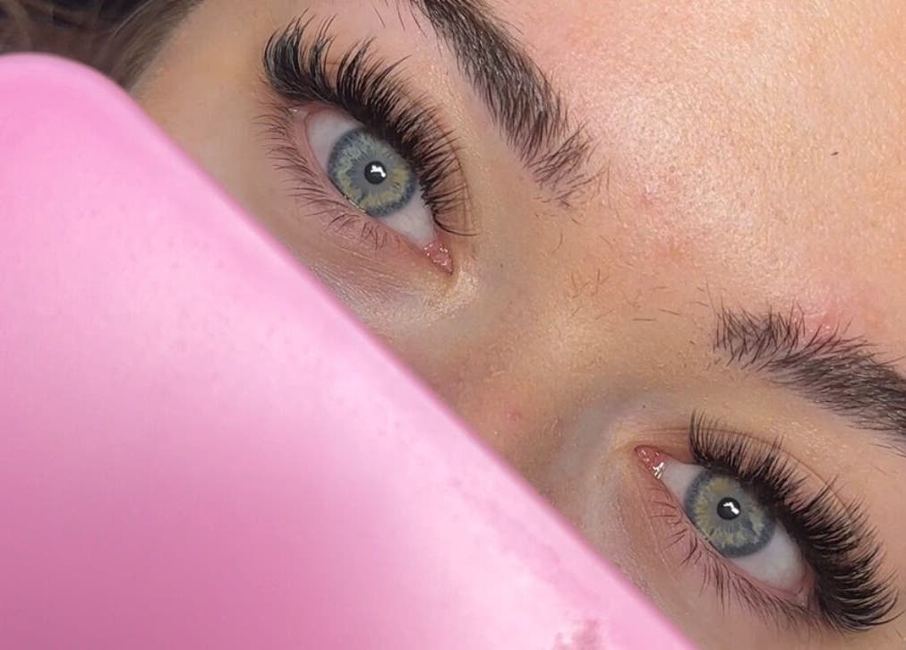 Close-up of expertly applied lashes at The Lashh Line, Edgbaston, Birmingham, England, GB.