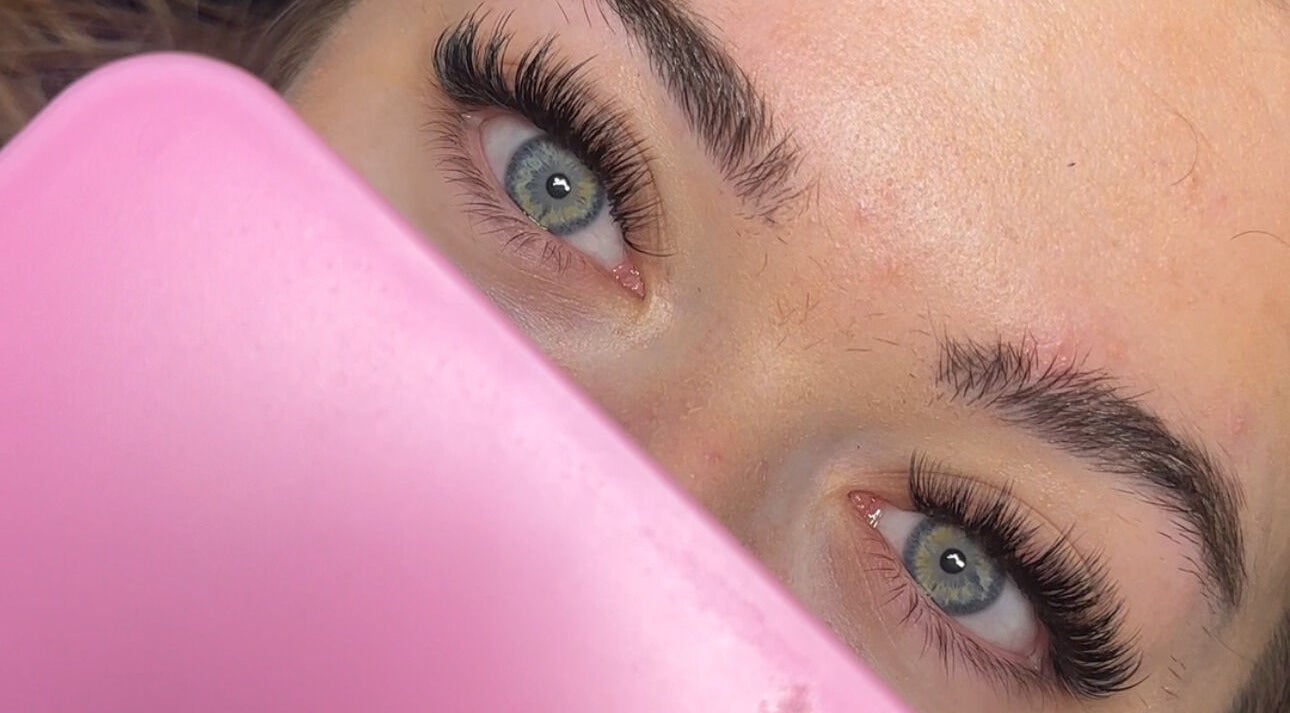 Close-up of expertly applied lashes at The Lashh Line, Edgbaston, Birmingham, England, GB.
