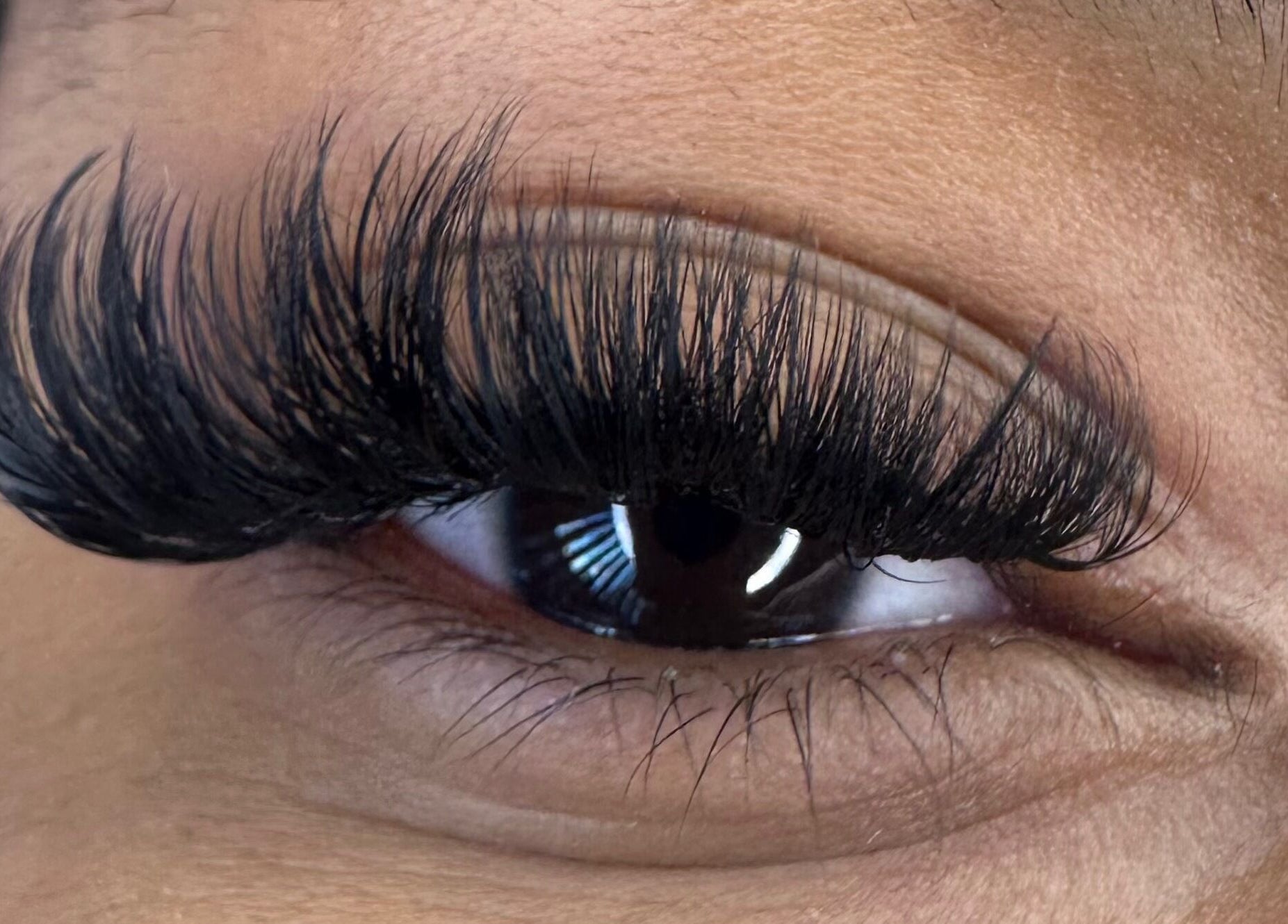 Close-up of expertly applied eyelashes at The Lashh Line, Edgbaston, Birmingham, England, GB.