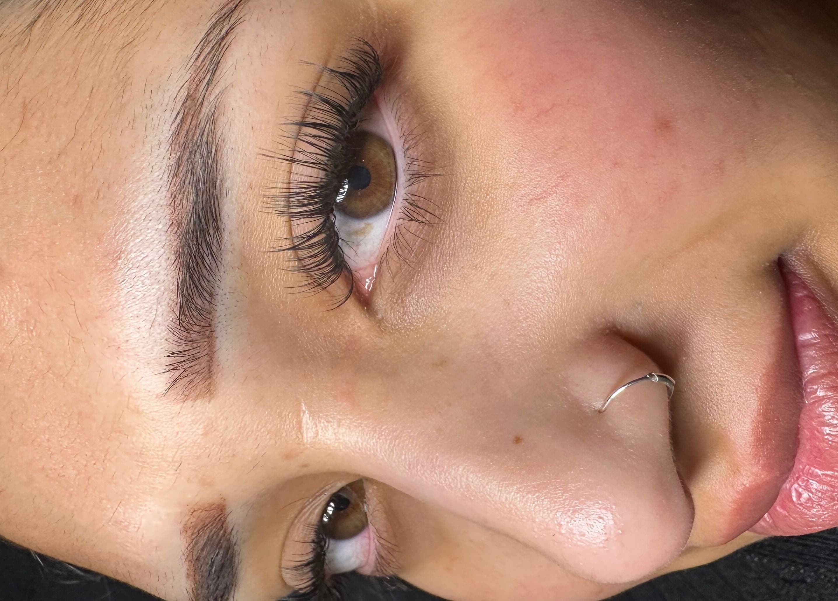 Close-up of expertly done eyelash extensions at The Lashh Line, Edgbaston, Birmingham, England, GB.