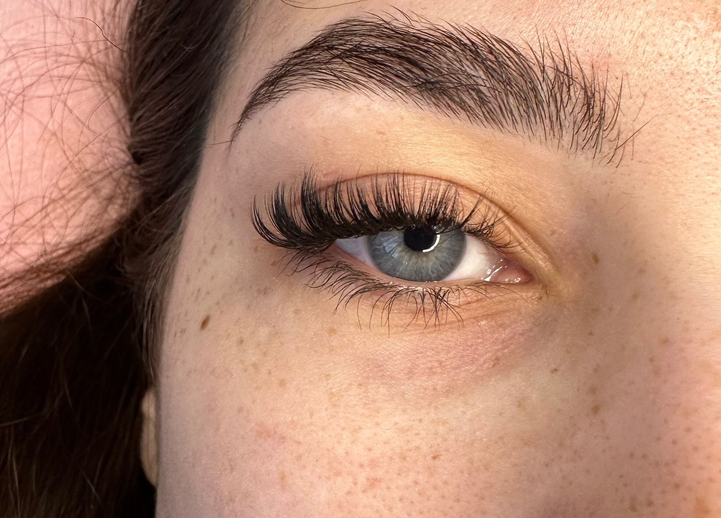 Close-up of elegant eyelash extensions at The Lashh Line, Edgbaston, Birmingham, England, GB.