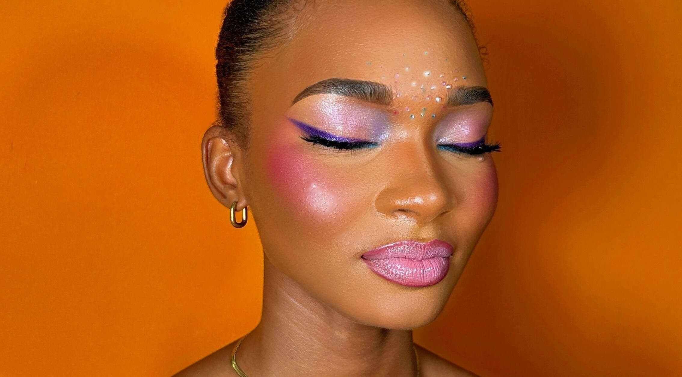 Elegant makeup at Glow Beauty in Cedar Grove, Saint John, AG showcases vibrant colors and expert artistry.