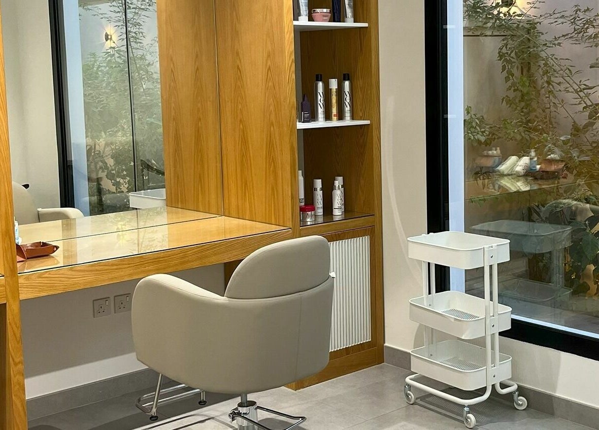 Modern salon corner at Ling Spa I لنق سبا, Riyadh, Riyadh Province, SA featuring sleek furniture and natural light.