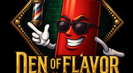 Den Of Sauce logo featuring a smiling sauce bottle with sunglasses, Lathrup, Michigan, US.