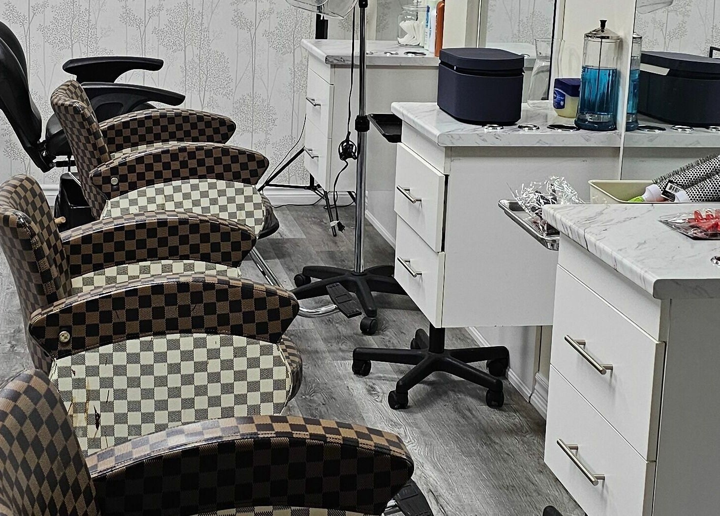 Modern salon chairs in Your Choice Salon And Spa, Mississauga, Ontario, CA with stylish interior design.