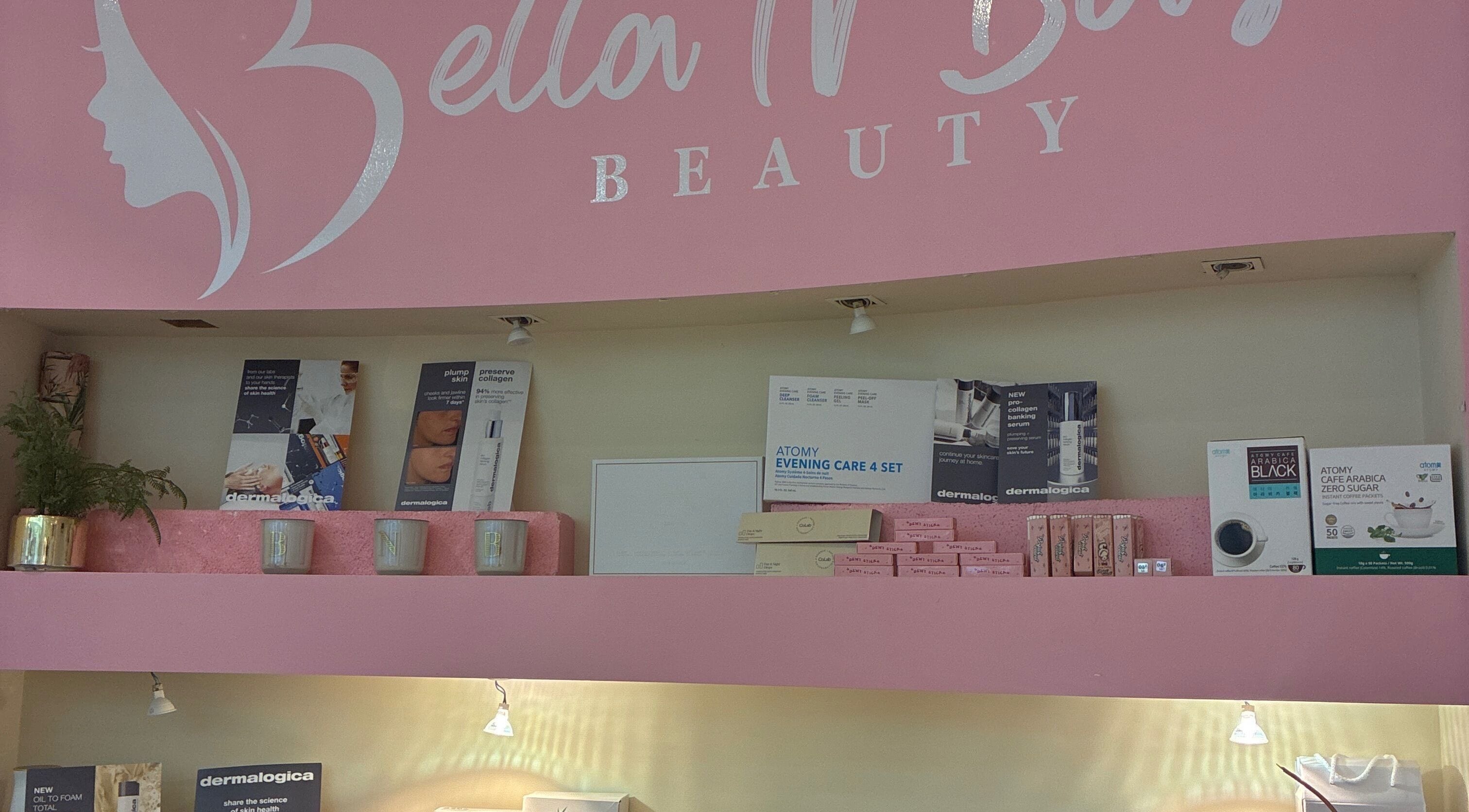 Product display at Bella N Bas Beauty, Armadale, Western Australia, AU featuring skincare and wellness items.