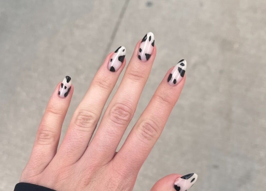 Chic nail art with black and white design at Nailsbyasha, Toronto, Ontario, CA.