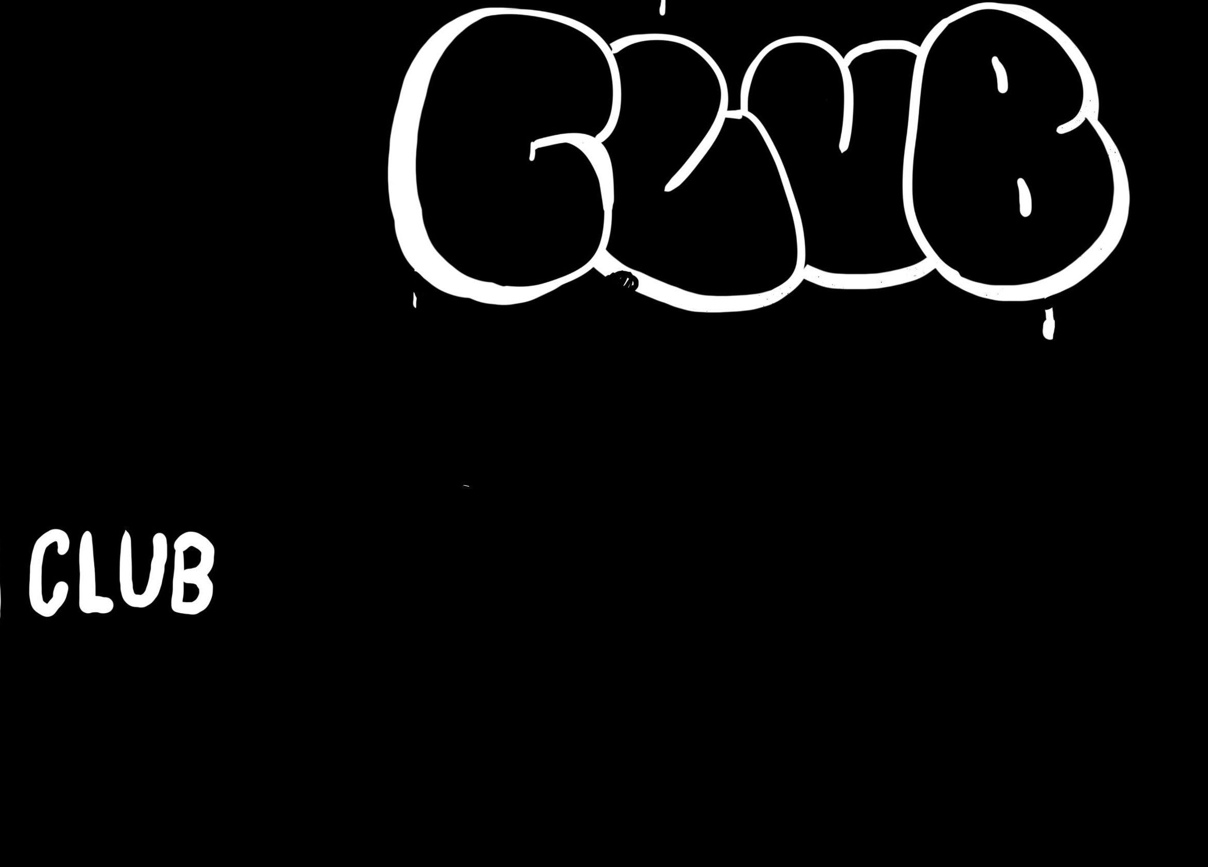 Graffiti blanco en H Club Callao 1419, Rosario, Santa Fe, AR, destacando un diseño artístico en fondo negro.