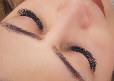 Close-up of elegant eyelash extensions at Lash Lab Club, Sydney, New South Wales, AU.