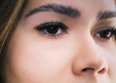 Close-up of expertly styled eyelashes at Lash Lab Club, Sydney, New South Wales, AU.