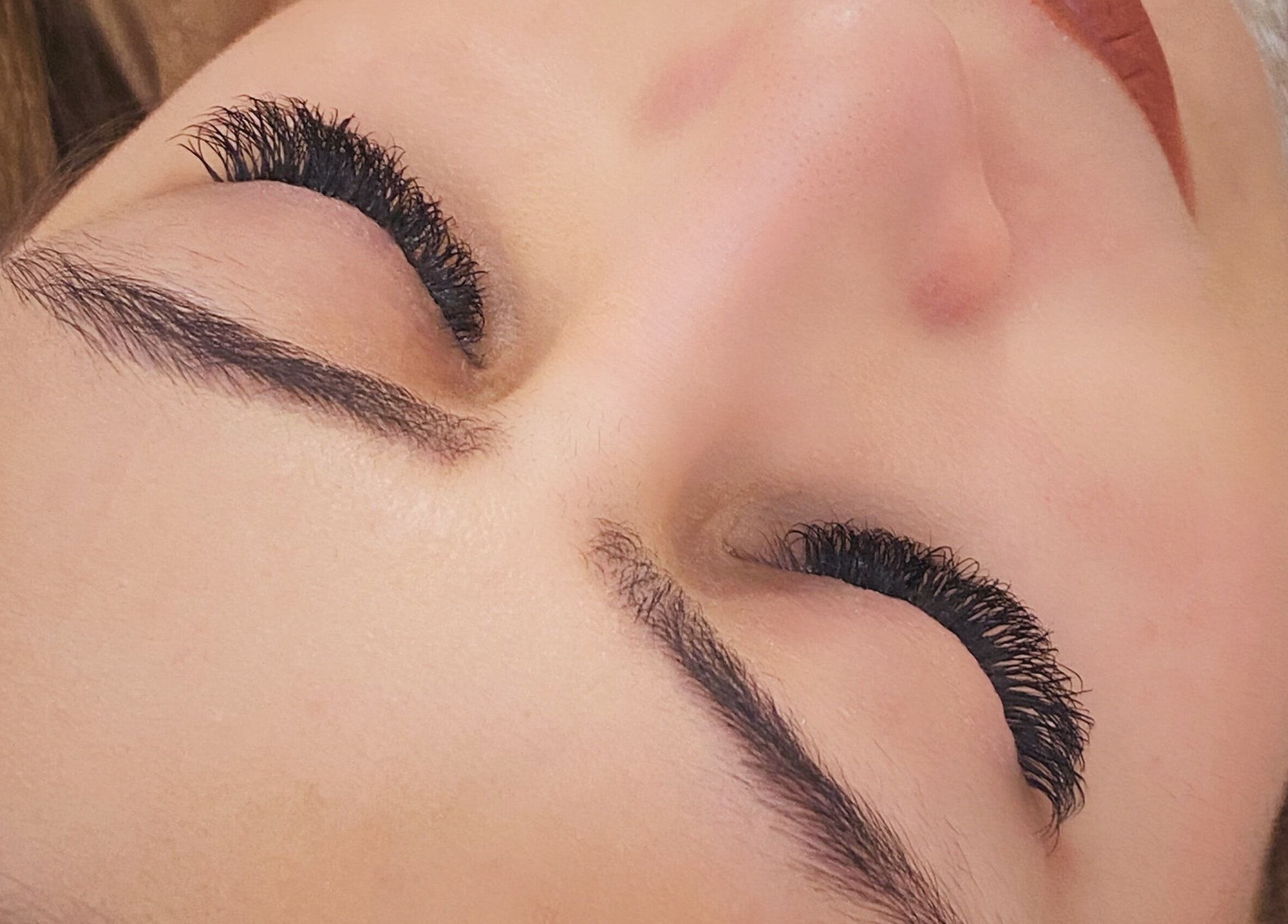 Close-up of detailed lash extensions from Lash Lab Club in Sydney, New South Wales, AU.