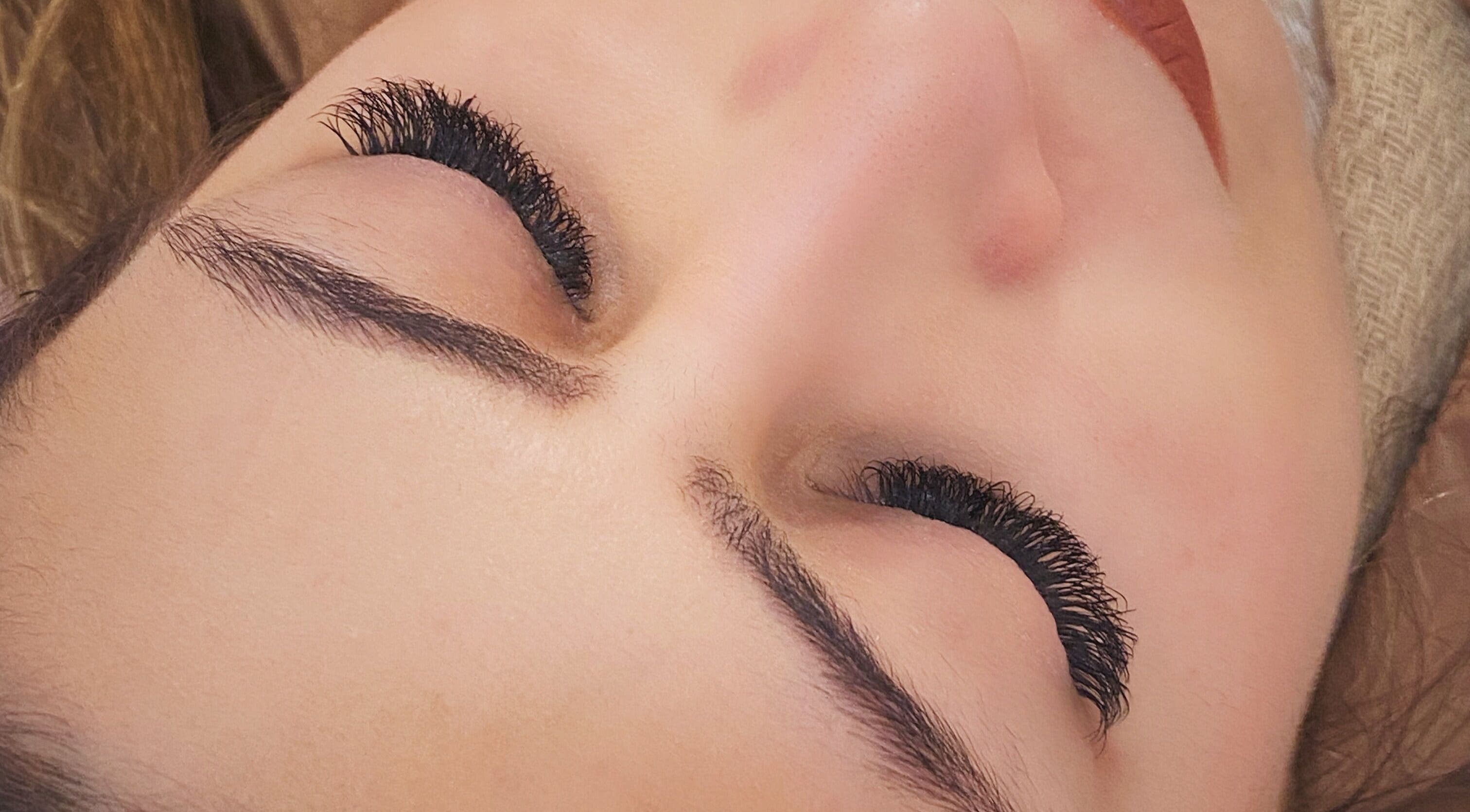 Close-up of detailed lash extensions from Lash Lab Club in Sydney, New South Wales, AU.