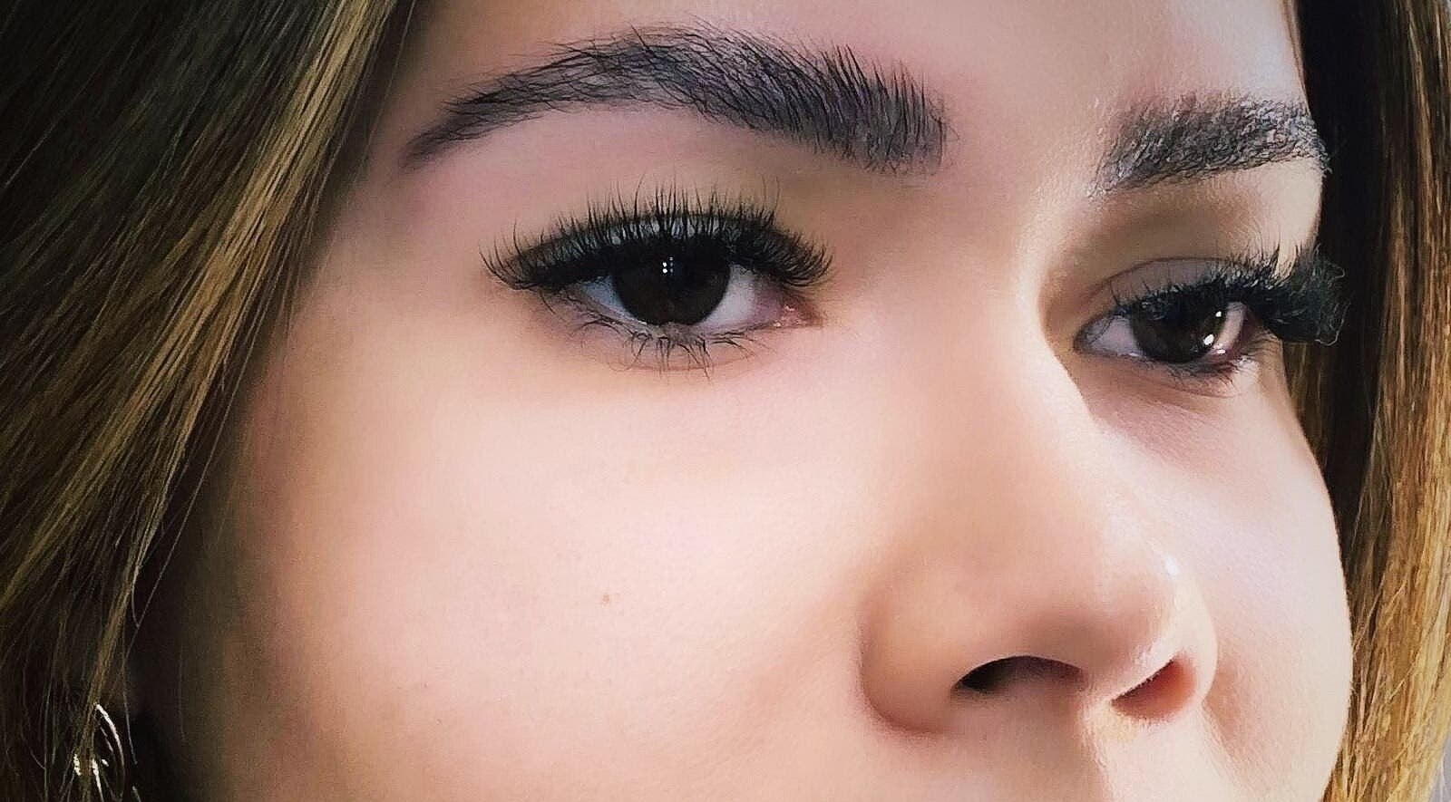 Close-up of elegant eyelash extensions at Lash Lab Club, Sydney, New South Wales, AU.