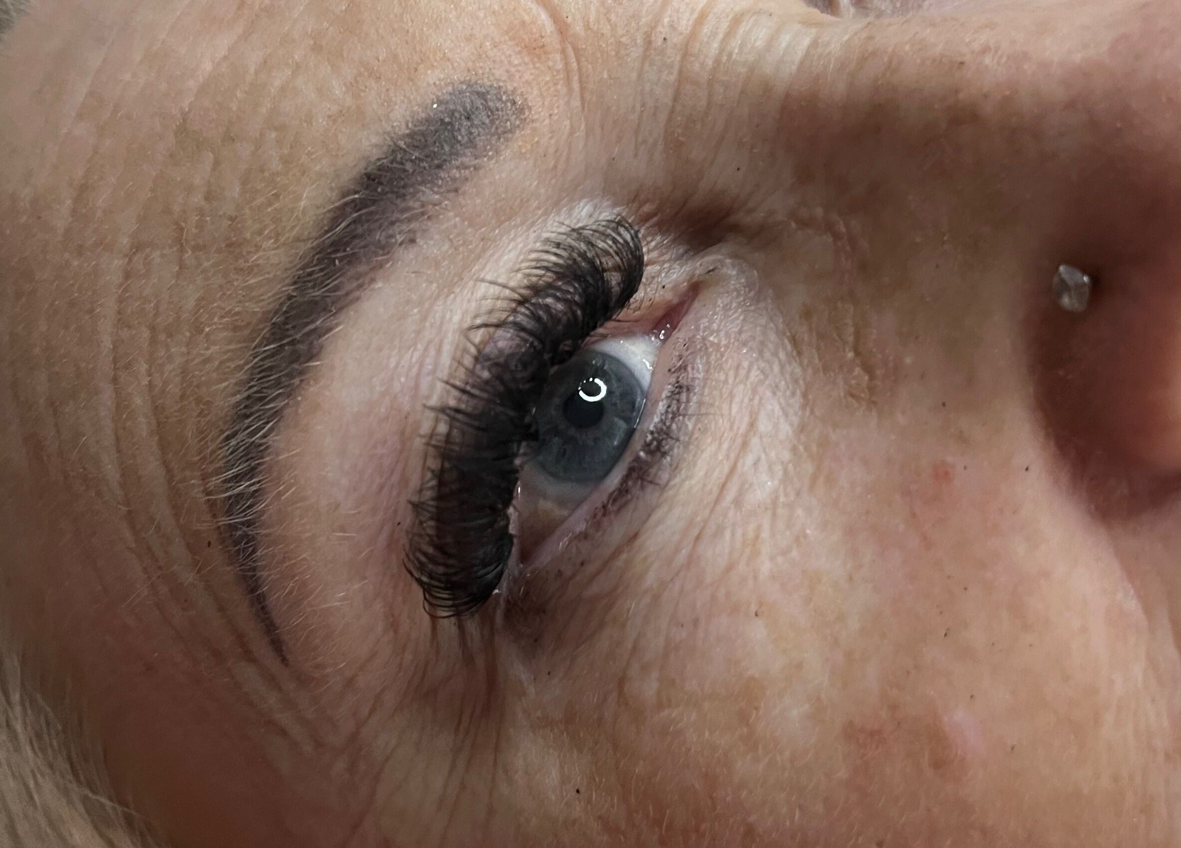 Close-up of expertly styled eyelashes at Oohlalash, St Helens, England, GB.