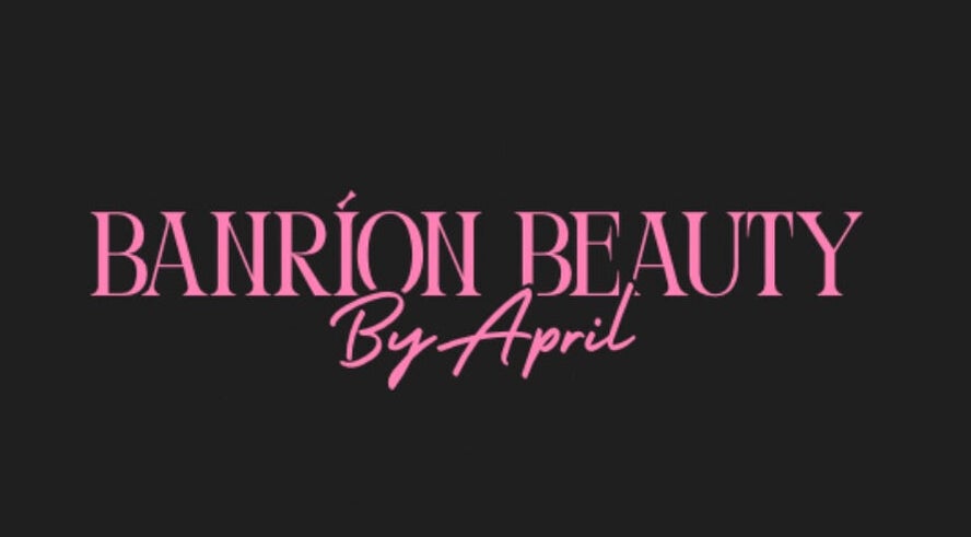 Banríon Beauty by April's elegant pink logo on black background, Dublin, IE.