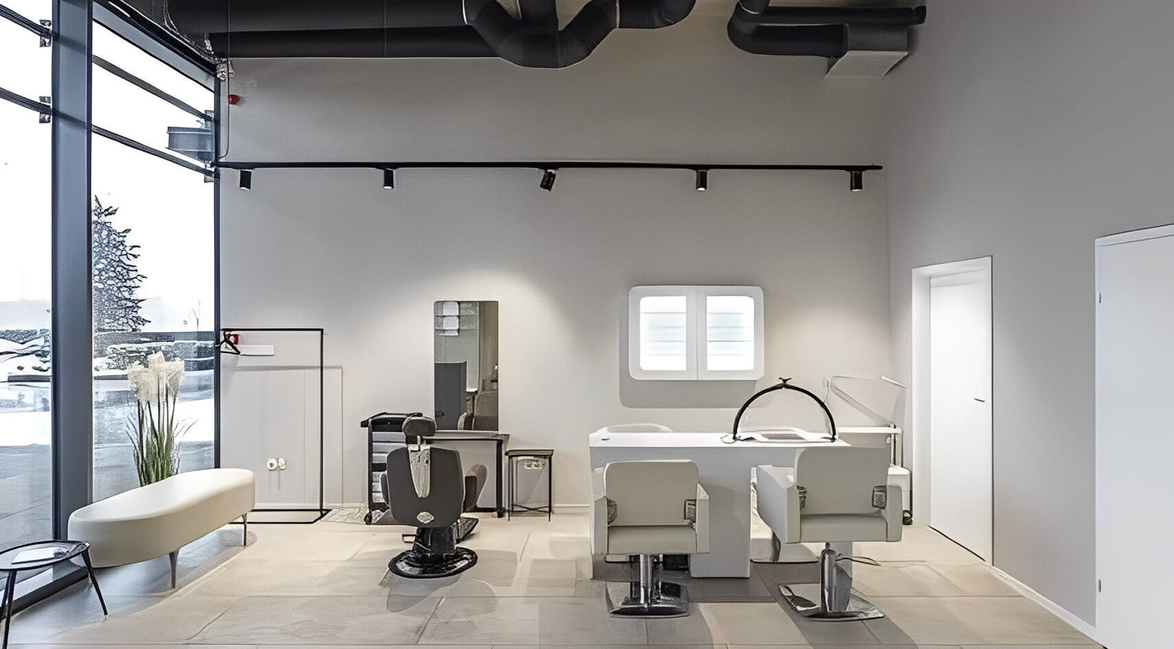 Модерен салон в 'Good Vibes', София, Софийска област, BG с удобни столове и изчистен дизайн.