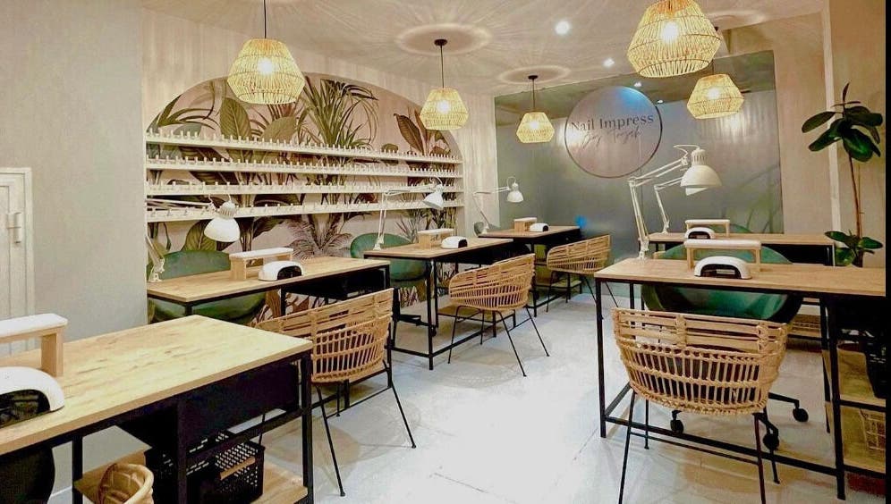 Elegant nail salon setup at Nail Impress by Toyah, In-naxxar, Malta, MT, featuring stylish decor and cozy seating.