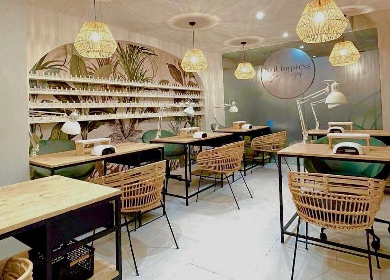Elegant nail salon setup at Nail Impress by Toyah, In-naxxar, Malta, MT, featuring stylish decor and cozy seating.