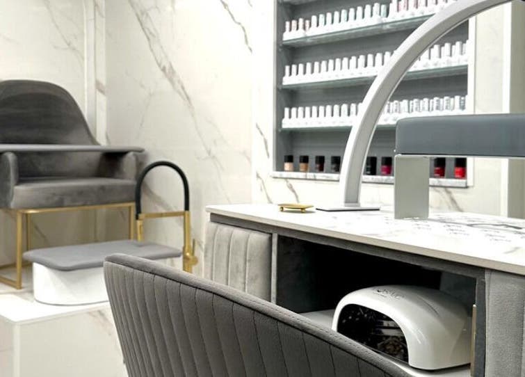 Luxurious nail treatment area at Nail Impress by Toyah in-naxxar, Malta, MT with modern decor.