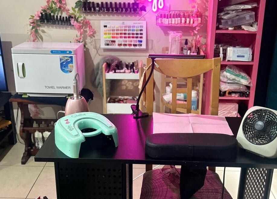Modern nail studio setup at Nails By Ruth Kimberley, Merrylands, New South Wales, AU, featuring manicure tools and decor.
