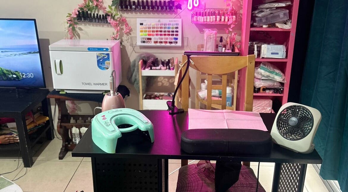 Modern nail studio setup at Nails By Ruth Kimberley, Merrylands, New South Wales, AU, featuring manicure tools and decor.