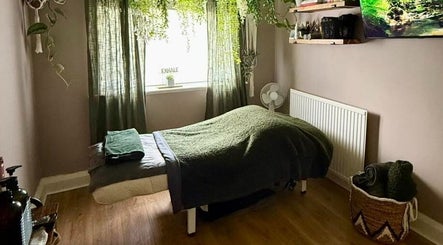 Relaxing treatment room at Wellbeing with Jaydene at Jaydene’s Home, York, England, GB, featuring cozy decor.