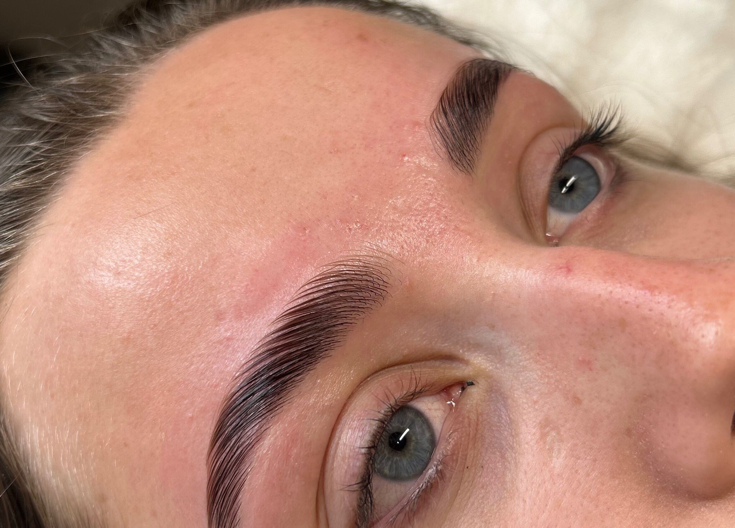 Eyebrow close-up after beauty treatment at By Jade, Biggleswade, England, GB.