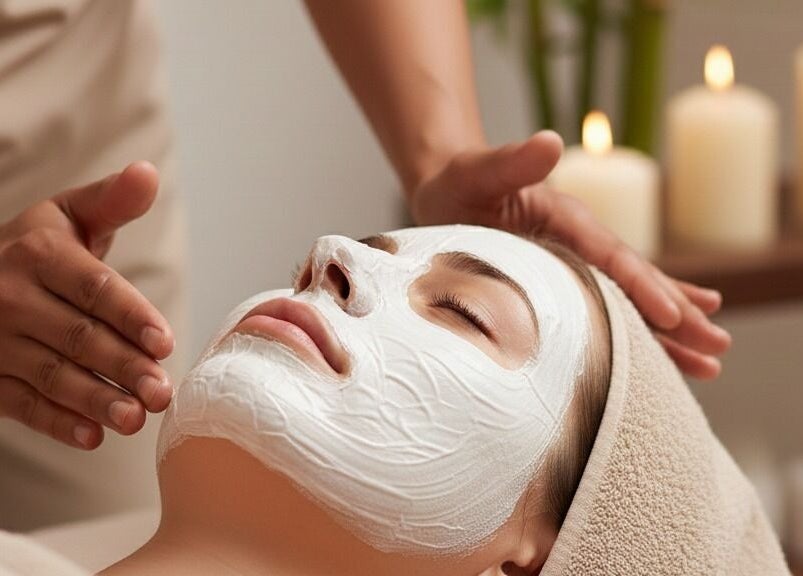Soin du visage apaisant à Les Massages de Lilas, Prades, Occitanie, FR avec masque relaxant.