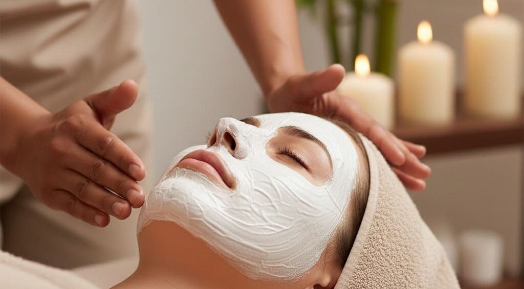 Soin du visage apaisant à Les Massages de Lilas, Prades, Occitanie, FR avec masque relaxant.