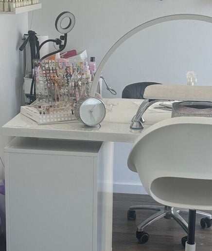 Modern nail station at Shadi Beauty in Blair Athol, South Australia, AU with elegant decor.