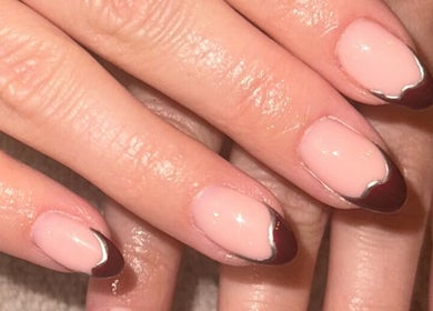 Elegant nail design with glossy tips at The Mani X Muse, Alrewas, England, GB.