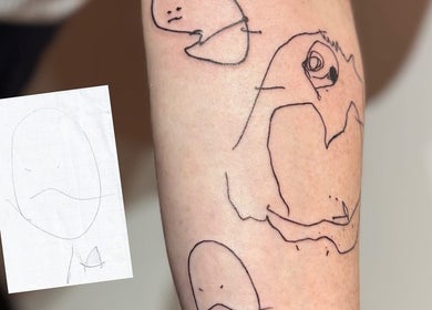 Unique abstract tattoo design by Otzi Ink in Shipley, England, GB, showcasing creative artistry.