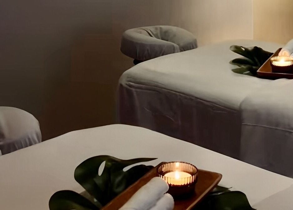 Massage tables with candles at The Balay Spa, North Vancouver, British Columbia, CA.