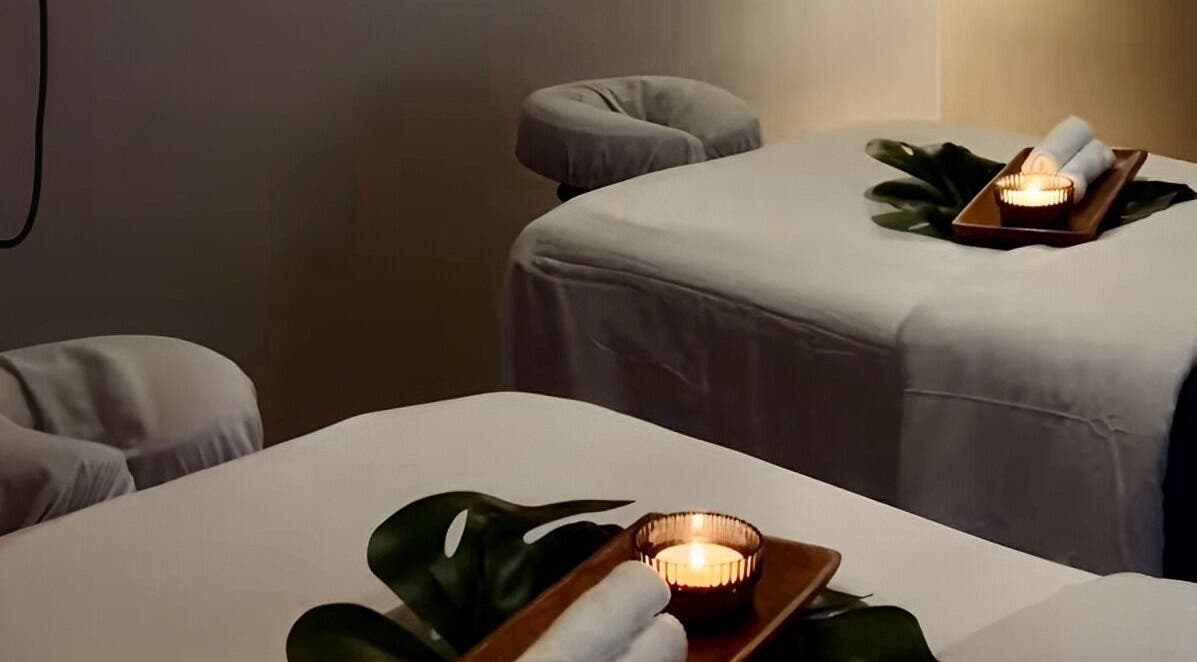 Massage tables with candles at The Balay Spa, North Vancouver, British Columbia, CA.