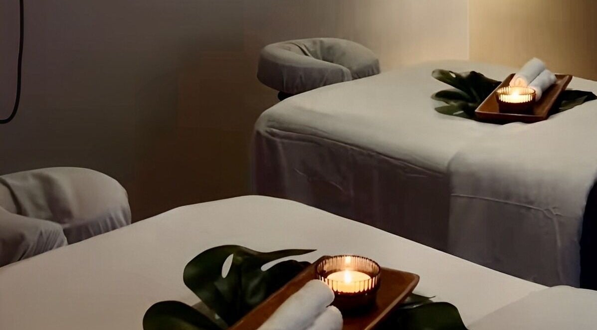 Massage tables with candles at The Balay Spa, North Vancouver, British Columbia, CA.