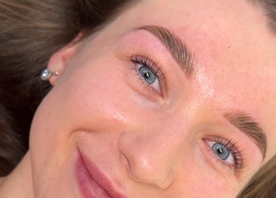 Close-up of styled brows at Edge Brows, Sydney, New South Wales, AU. Perfectly shaped and natural look.