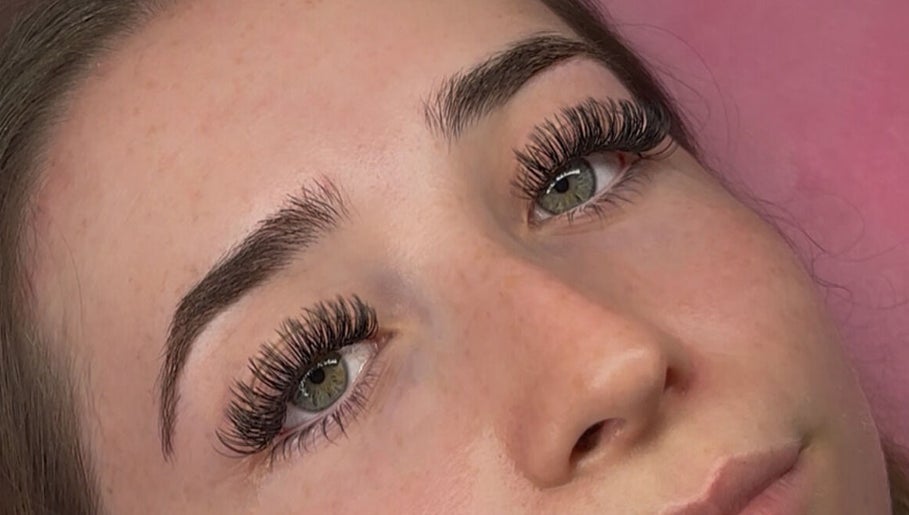 Close-up of eyelash extensions at Beauty By Adriana, Eastbourne, England, GB, showcasing detailed lash work.