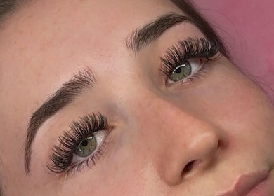 Close-up of eyelash extensions at Beauty By Adriana, Eastbourne, England, GB, showcasing detailed lash work.