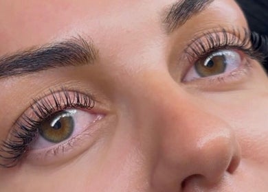 Close-up of a woman's eyes with beautiful lashes at Beauty By Adriana, Eastbourne, England, GB.