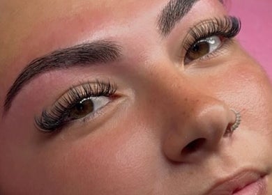 Close-up of expert lash and brow work at Beauty By Adriana, Eastbourne, England, GB.