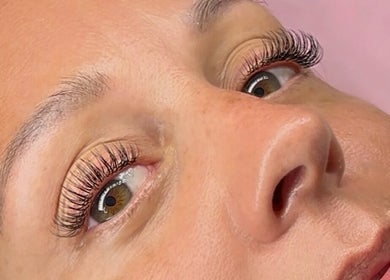 Close-up of eyelash extensions at Beauty By Adriana, Eastbourne, England, GB.