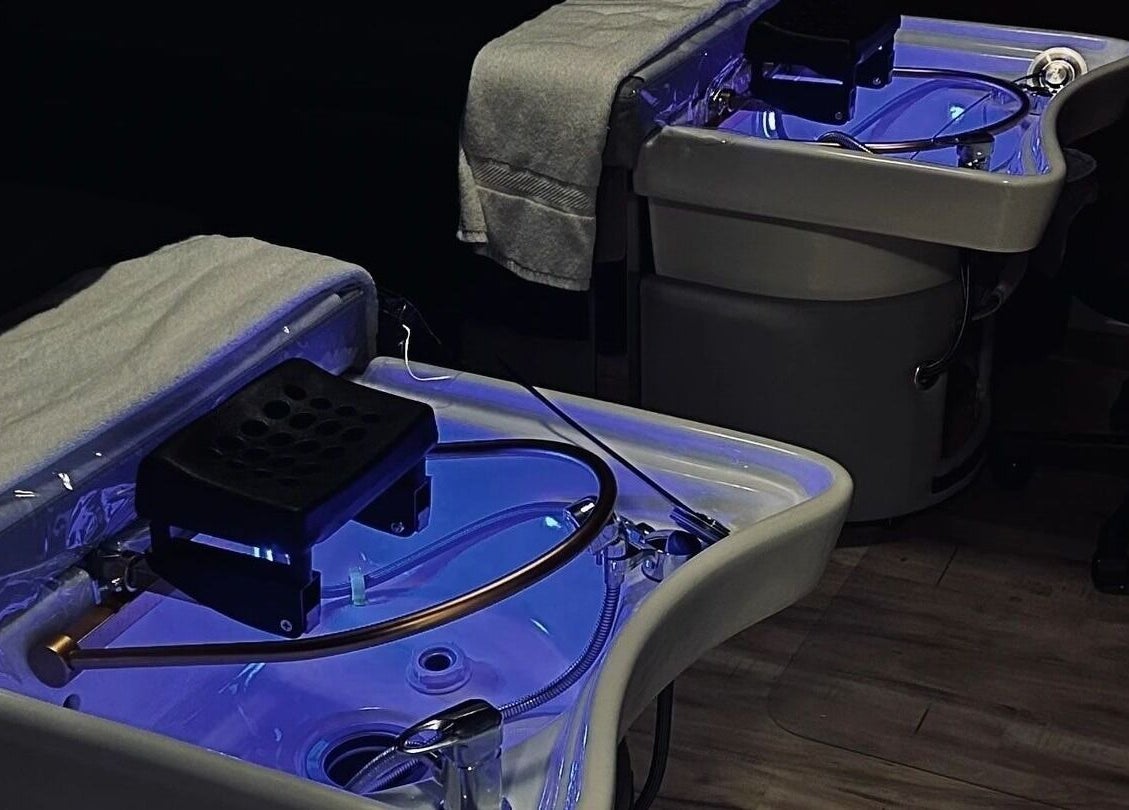 Spa treatment area at Bella Vida Head Spa, Bowmanville, Ontario, CA, featuring elegant and modern spa equipment.