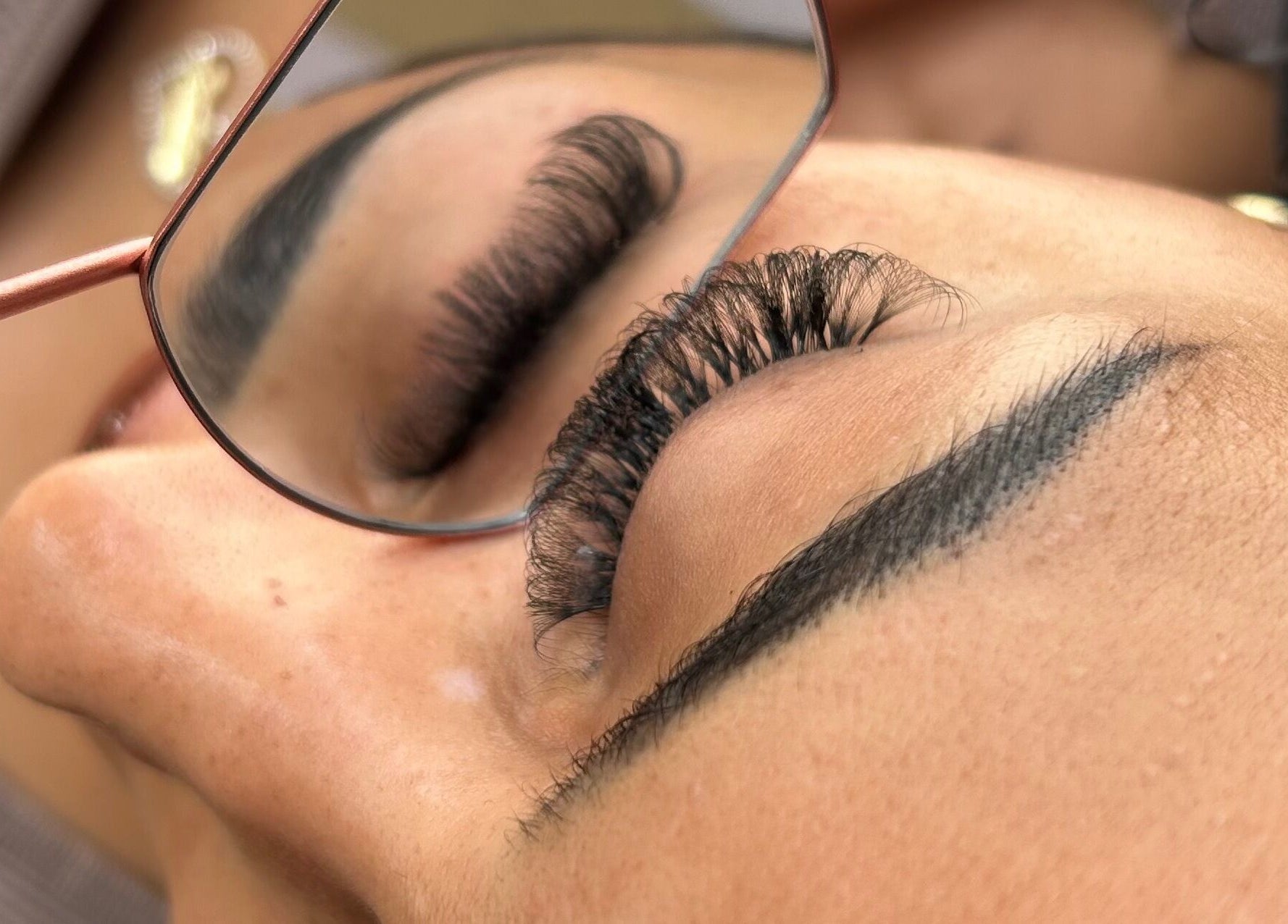 Close-up of eyelash enhancement at Divine beauty by becks in Drayton Bassett, England, GB.