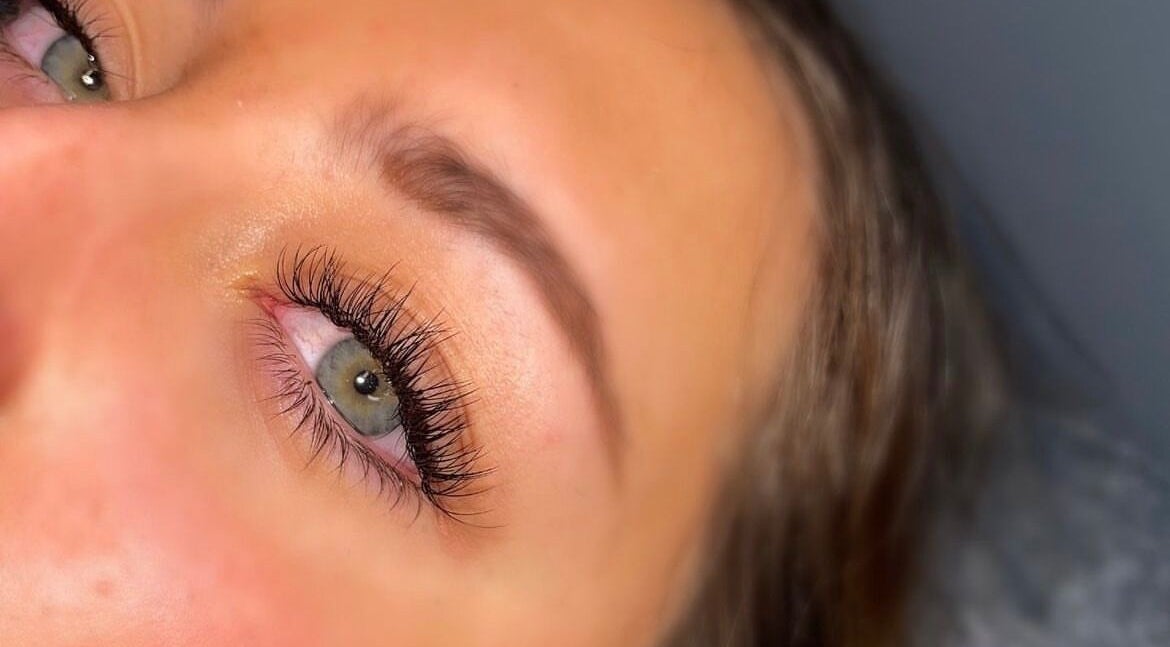 Close-up of eyelash extensions at Divine Beauty by Becks, Drayton Bassett, England, GB.