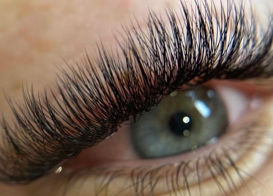 Close-up of long, thick eyelashes at Divine Beauty by Becks, Drayton Bassett, England, GB.
